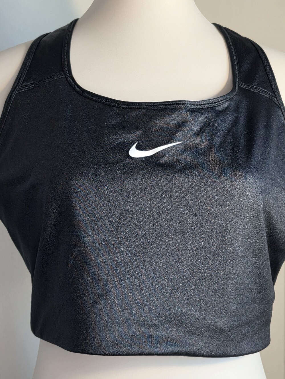 Nike Dri-Fit Swoosh Black Shine Sports Bra Women's Plus Size 2X Racerback